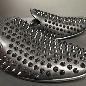 Saks Fifth Avenue Black Spiked Loafers